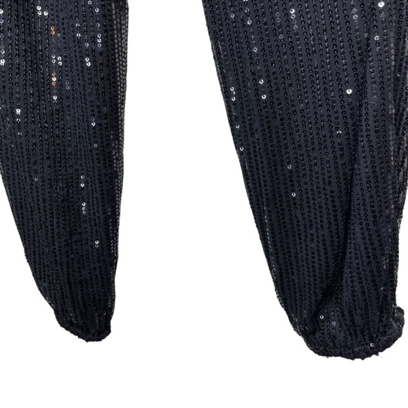 NWT BOUTIQUE 143 STORY Women's Funky Eclectic Fun Black Sequin Joggers Sz S - Picture 4 of 7